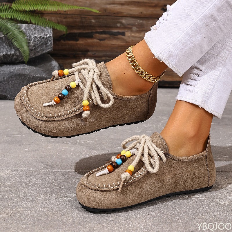 Ethnic Fashion For Women - รองเท้าโลฟเฟอร์ผู้หญิงสไตล์ลำลองใหม่สำหรับฤดูใบไม้ผลิ สวมใส่สบาย ใช้งานได้หลากหลาย พื้นรองเท้านุ่ม น้ำหนักเบา สไตล์ชาติพันธุ์