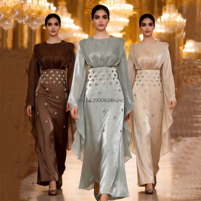 Salwar Kameez Set - ชุดราตรีหรูหราประดับเพชรแบบกำหนดเองได้ 2 ชิ้น สำหรับผู้หญิง ผ้าซาตินพลิ้วไหว สง่างาม