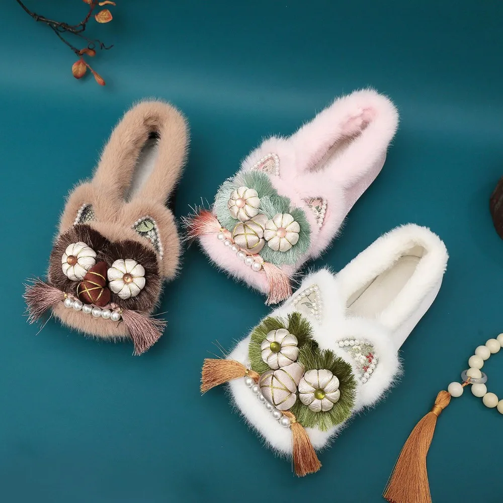 Winter Ethnic Fashion For Women - รองเท้าผ้าสไตล์ชาติพันธุ์แฟชั่นสำหรับผู้หญิง รองเท้าผ้าฝ้ายสำหรับผู้ใหญ่ ฤดูใบไม้ร่วง ฤดูหนาว รองเท้าลำลองสไตล์เรโทรแบบแบนสำหรับผู้หญิง รองเท้าผู้หญิงที่ดูสง่างาม