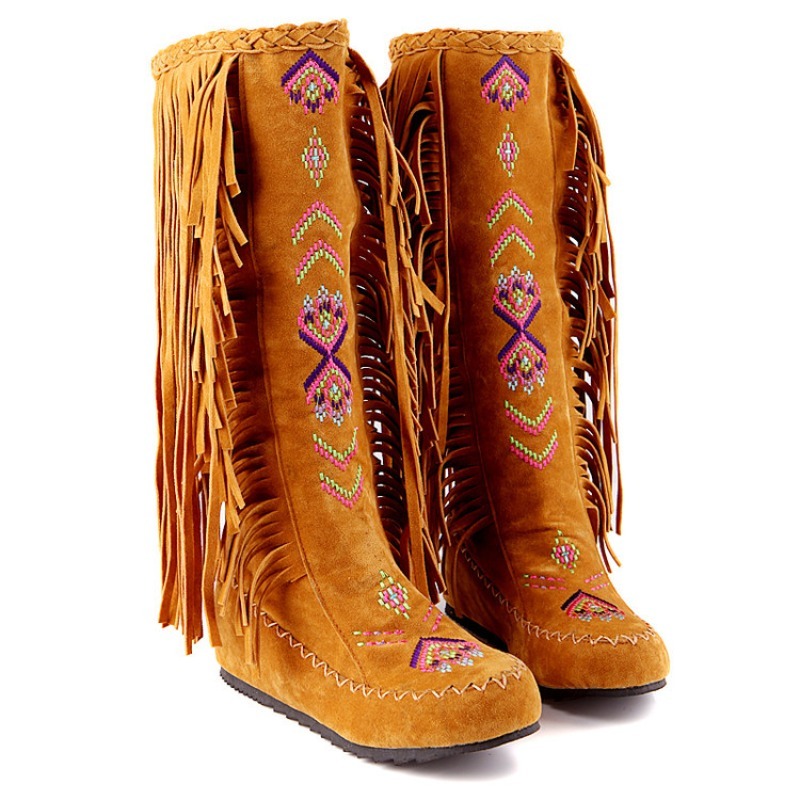 รองเท้าบูทพู่ห้อย งานปักมือ แฟ - Ethnic Fashion For Women บทวิจารณ์และราคา