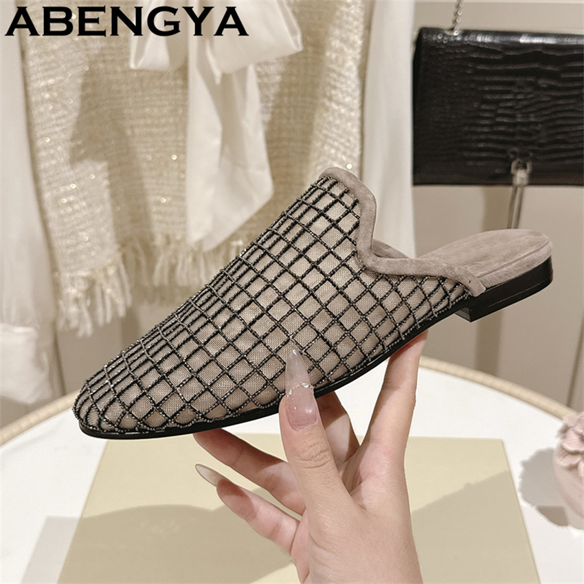 รองเท้าสลิปเปอร์แบบสวมหัวมน ผ้ - Ethnic Fashion For Women บทวิจารณ์และราคา