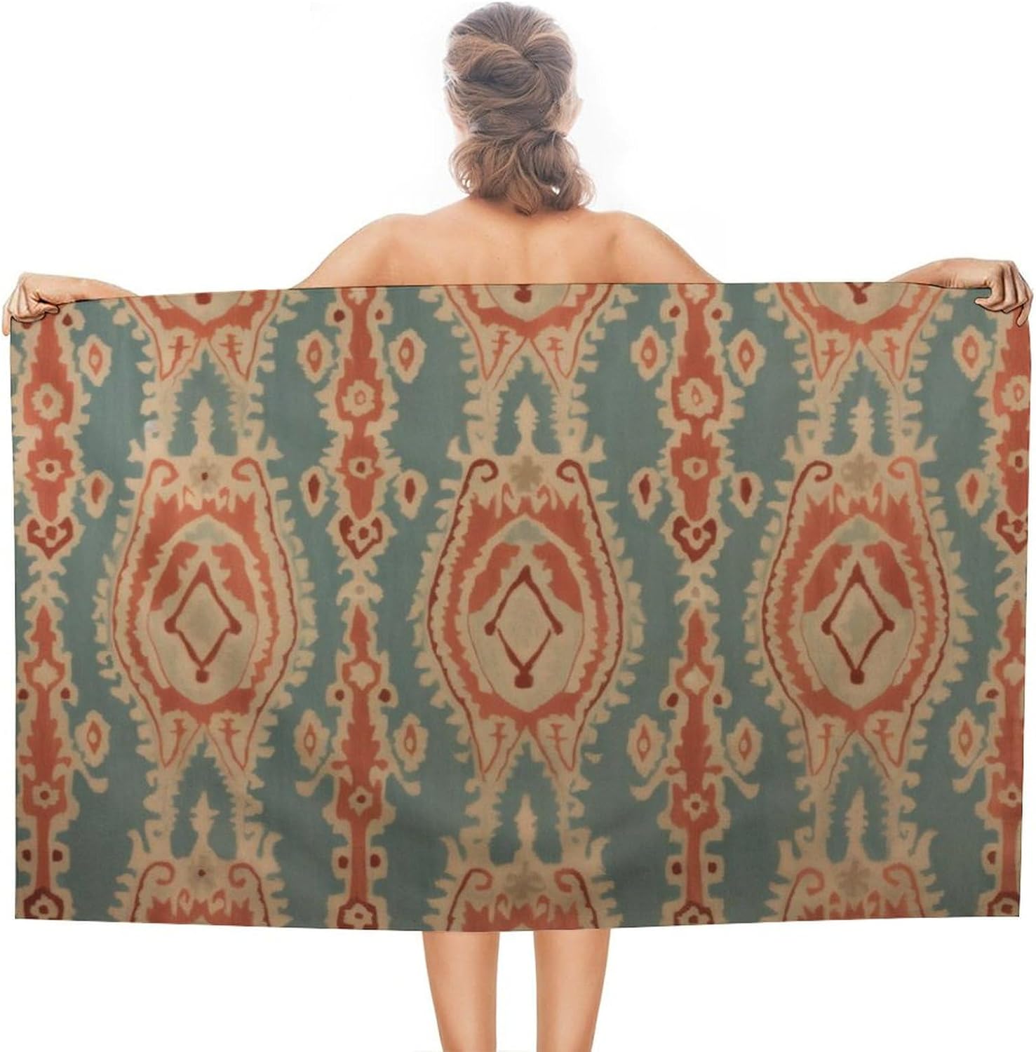 ผ้าขนหนูชายหาดลายผ้าฝ้าย ซึมซั - Ikat Woven Fabric บทวิจารณ์และราคา