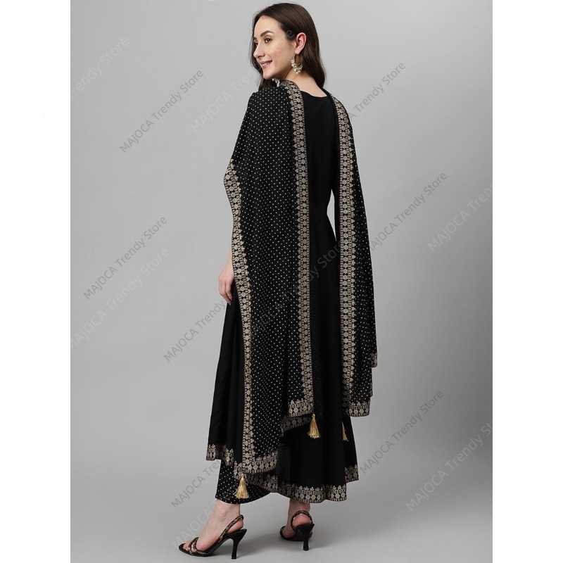 ชุดคุर्ตาผ้าเรยอนสีดำสำหรับผู้ - Salwar Kameez Set บทวิจารณ์และราคา