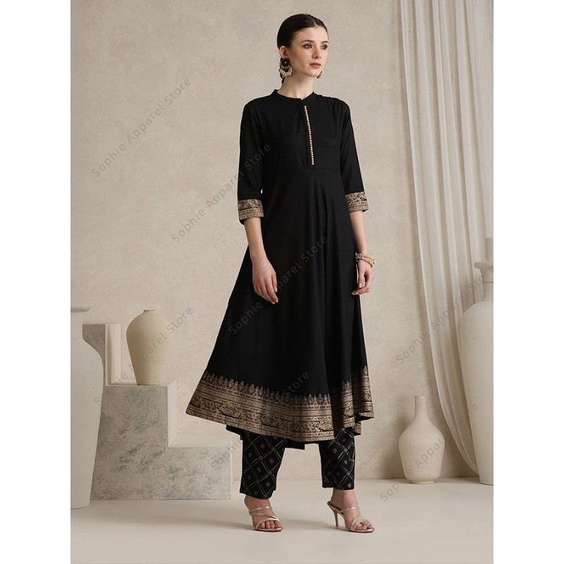 ชุดสلوار คามีซ ผ้าฝ้ายสีดำ ดีไ - Salwar Kameez Set บทวิจารณ์และราคา