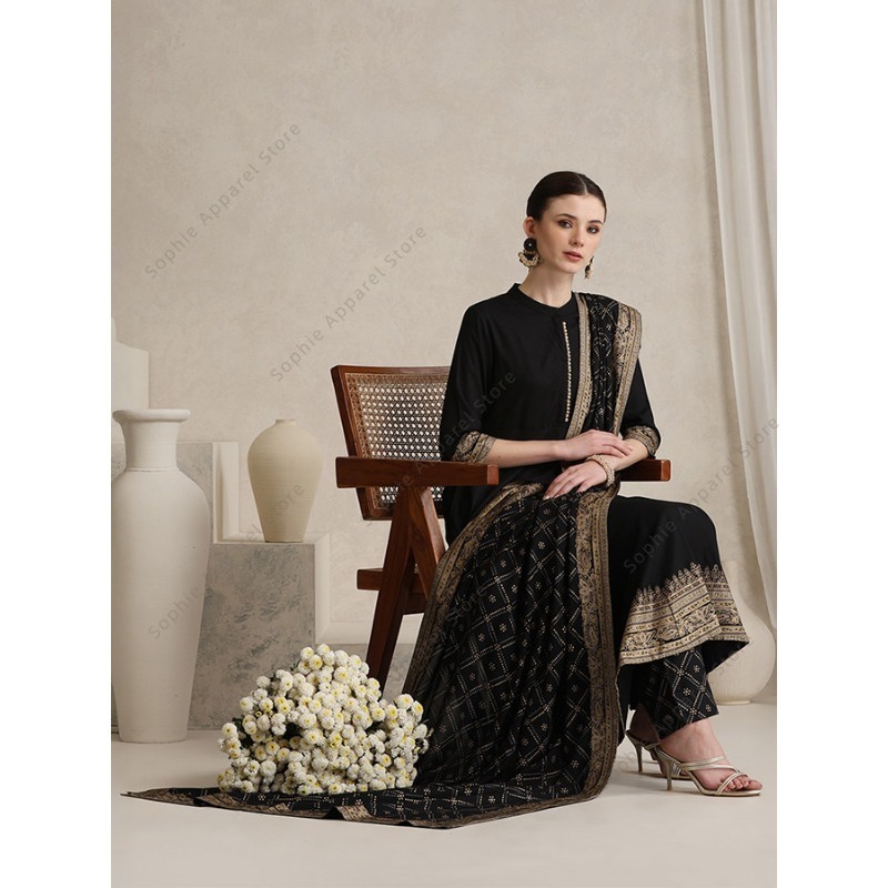 ชุดสلوار คามีซ ผ้าฝ้ายสีดำ ดีไ - Salwar Kameez Set บทวิจารณ์และราคา