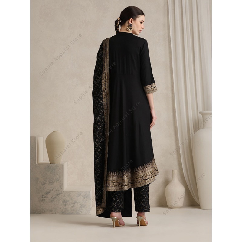 ชุดสلوار คามีซ ผ้าฝ้ายสีดำ ดีไ - Salwar Kameez Set บทวิจารณ์และราคา